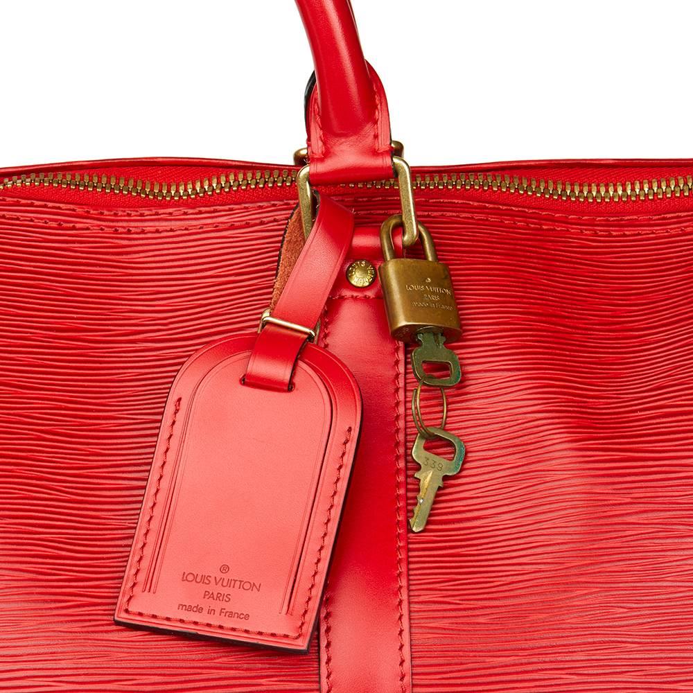 Louis Vuitton Red Epi Leather Vintage Keepall 55 In Good Condition In Bishop's Stortford, Hertfordshire