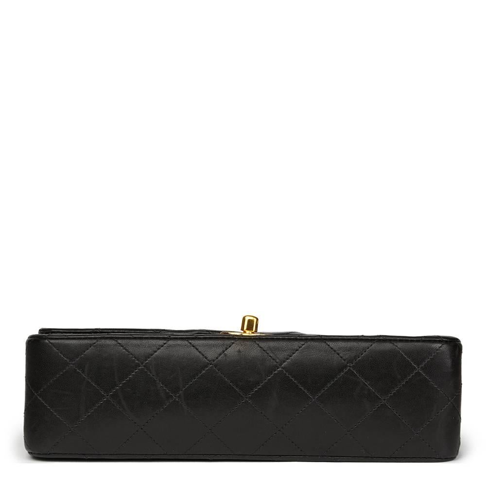 Women's Chanel Black Quilted Lambskin Vintage Leather Classic Double Flap Bag 