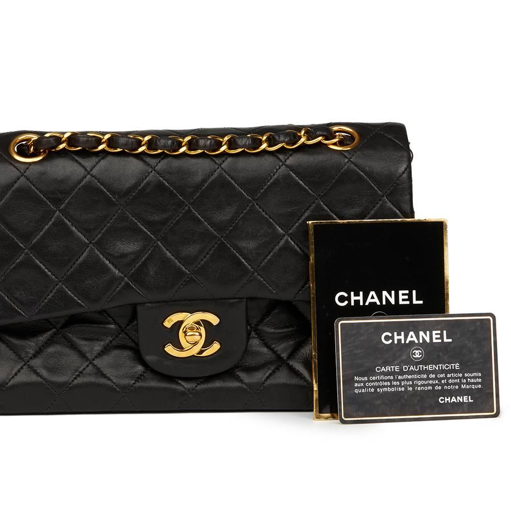 Chanel Black Quilted Lambskin Vintage Leather Classic Double Flap Bag  5