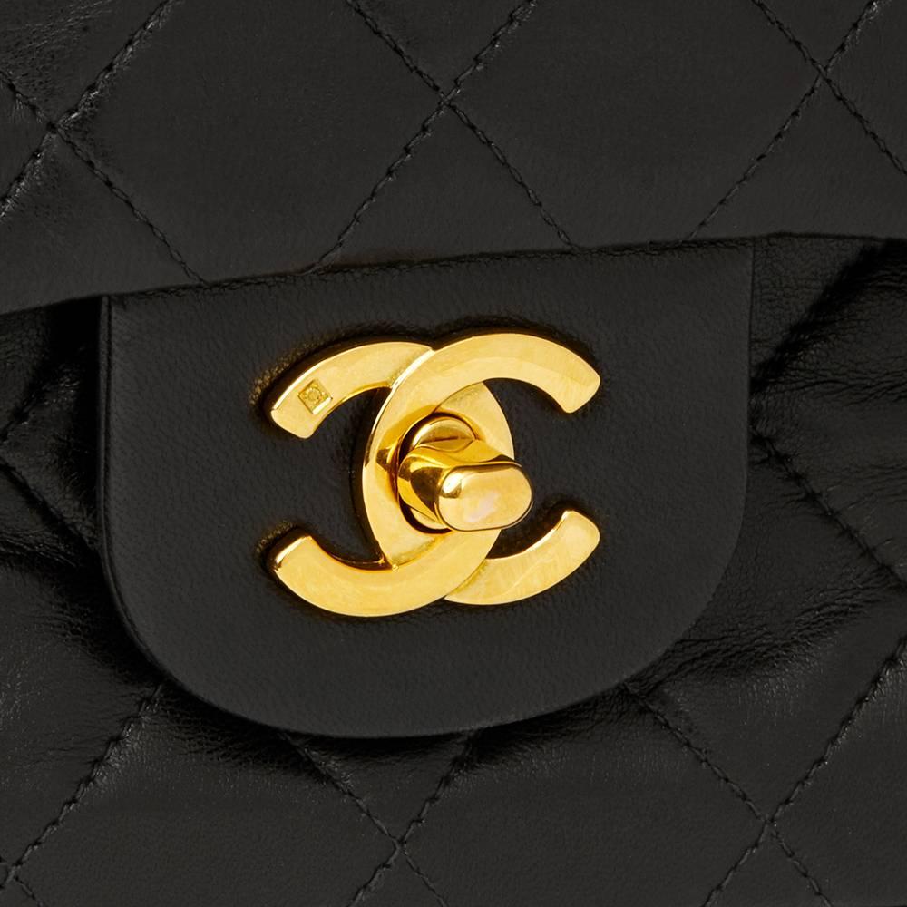 Chanel Black Quilted Lambskin Vintage Leather Classic Double Flap Bag  1
