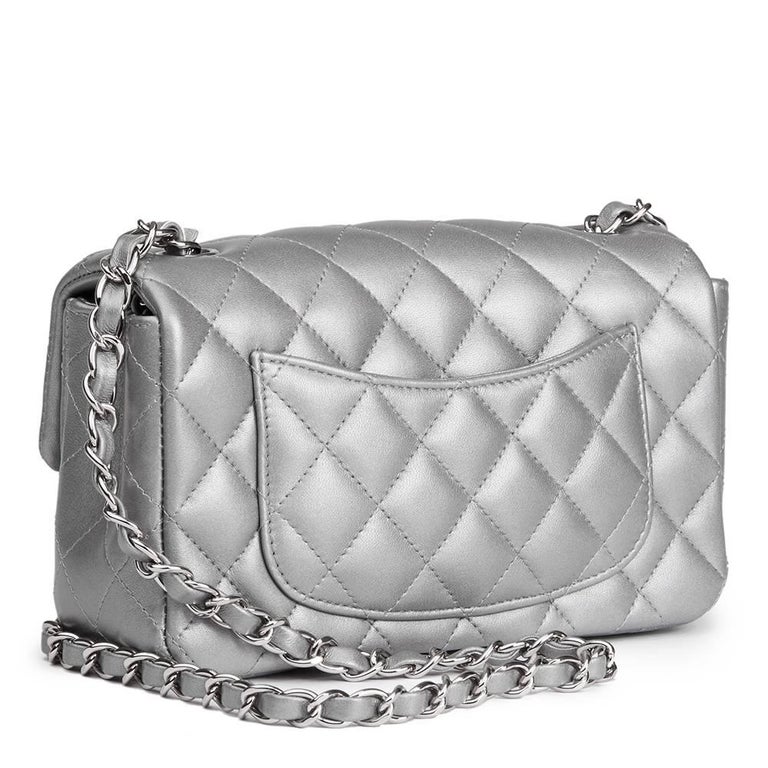 Chanel Silver Metallic Quilted Lambskin Rectangular Mini Flap Bag, 2017 ...
