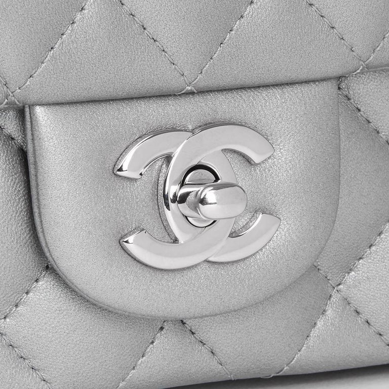 Chanel Silver Metallic Quilted Lambskin Rectangular Mini Flap Bag, 2017 ...