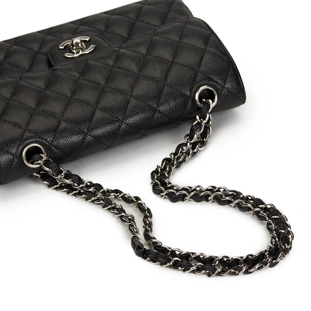 2005 Chanel Black Quilted Caviar Leather Small Classic Double Flap 3