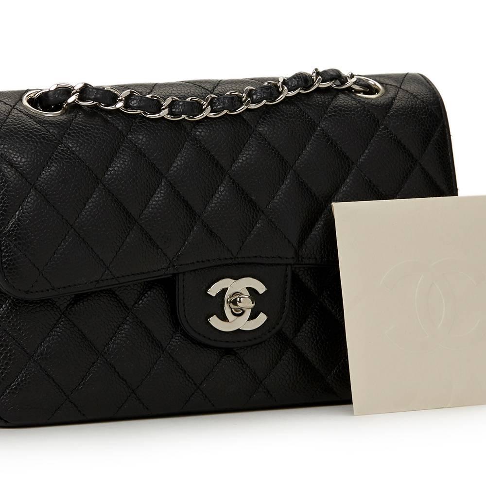 2005 Chanel Black Quilted Caviar Leather Small Classic Double Flap 6