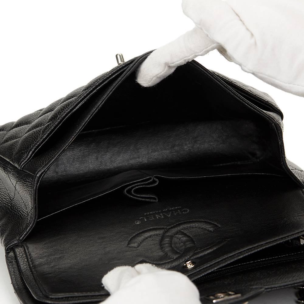 2005 Chanel Black Quilted Caviar Leather Small Classic Double Flap 4