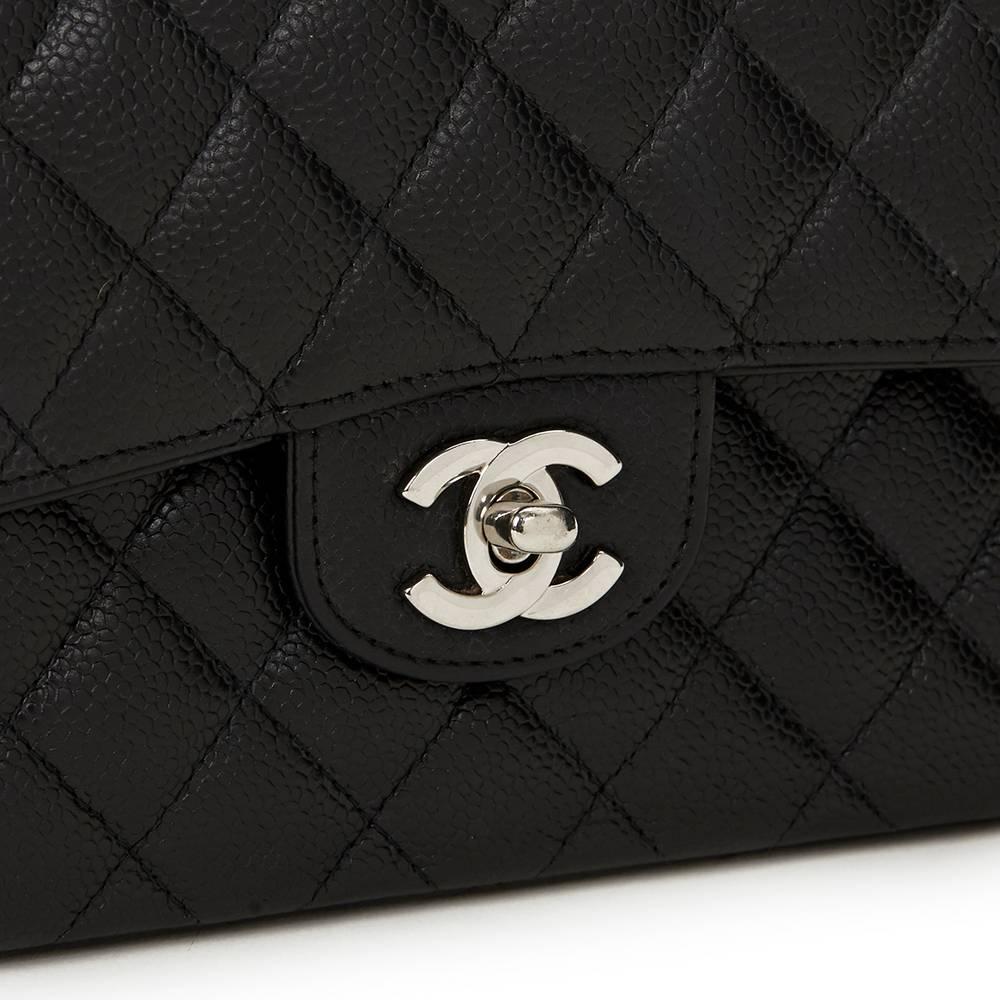 2005 Chanel Black Quilted Caviar Leather Small Classic Double Flap 2