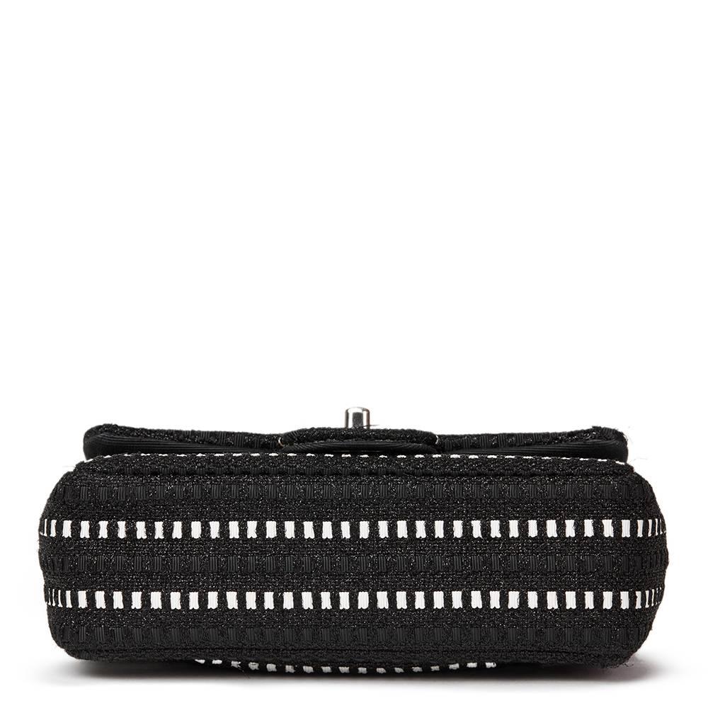 Women's 2014 Chanel Black & White Woven Fabric Rectangular Mini Flap Bag