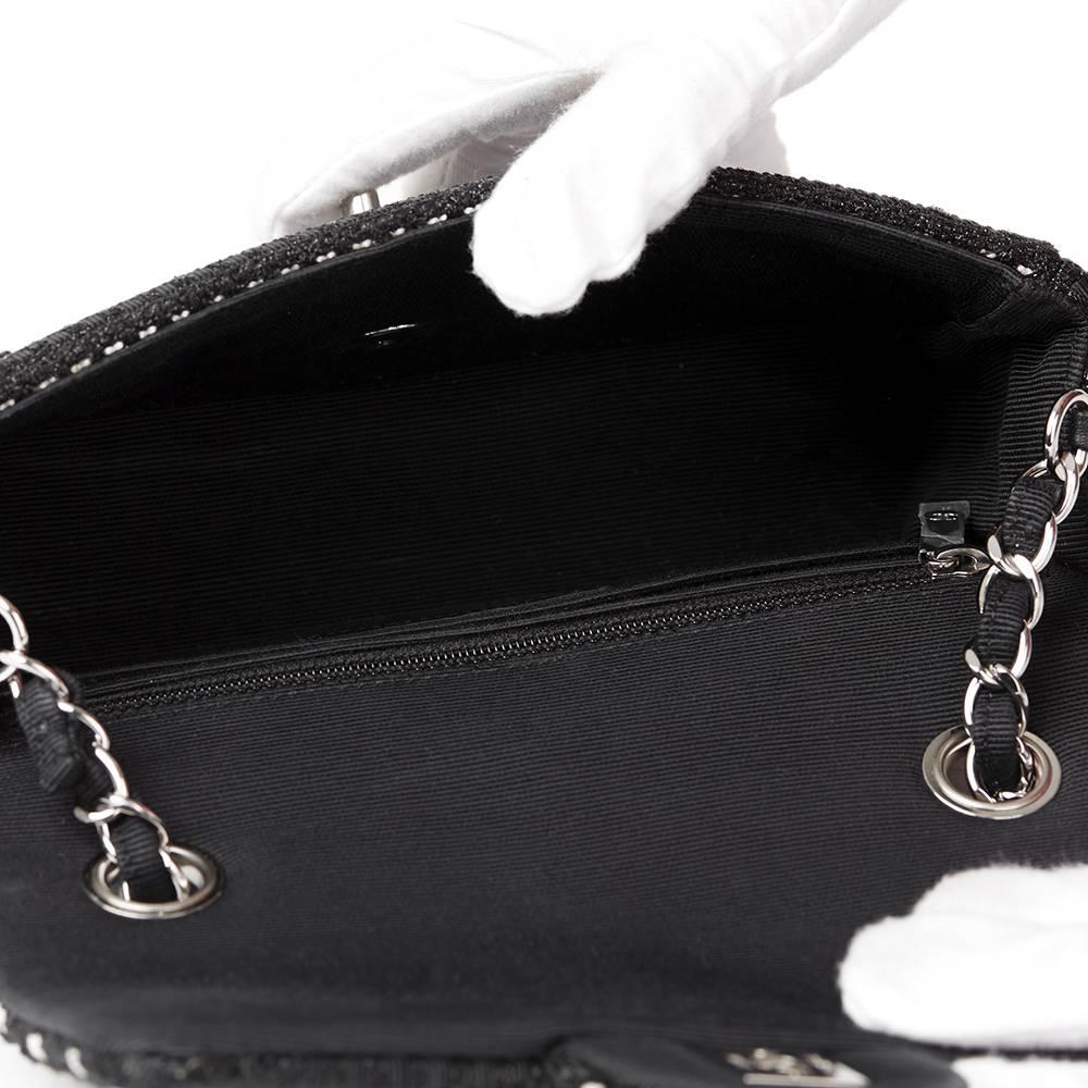 2014 Chanel Black & White Woven Fabric Rectangular Mini Flap Bag 4