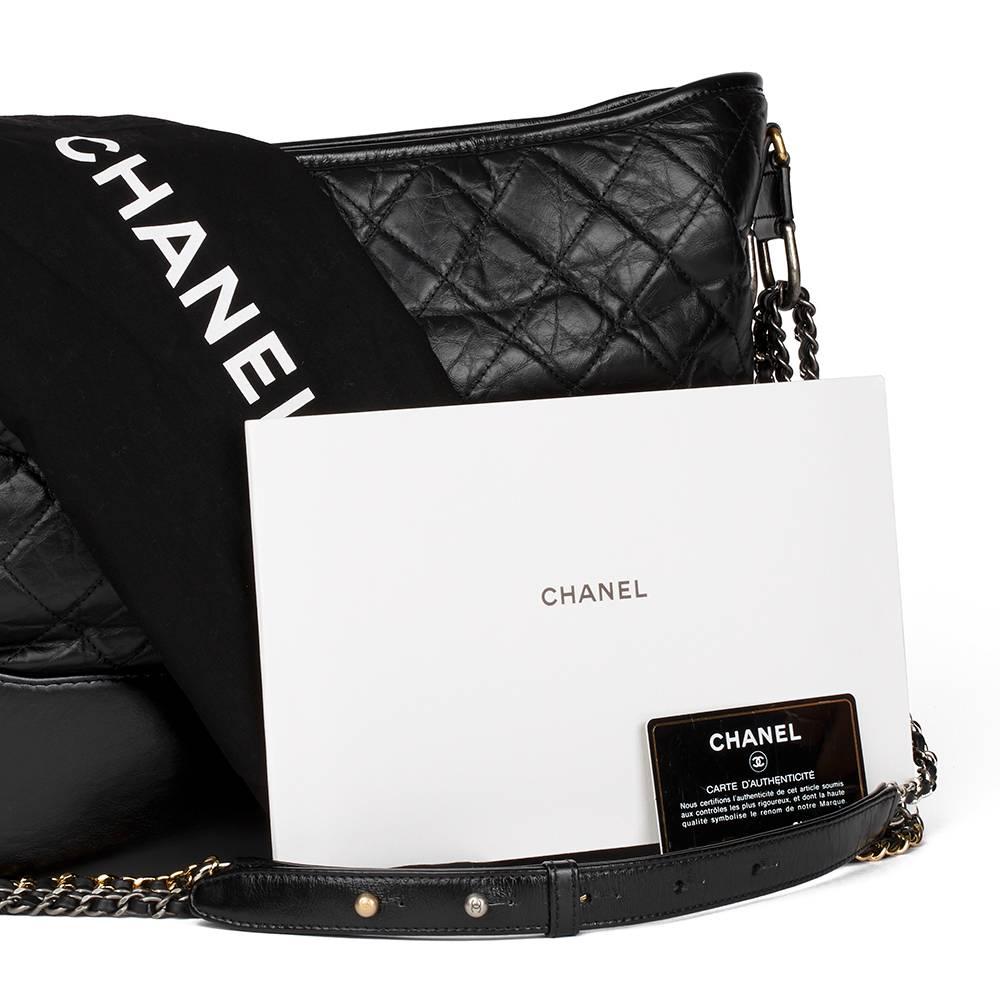 2017 Chanel Black Quilted Aged Calfskin Leather Gabrielle Hobo Bag  4