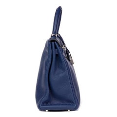 2014 Hermes Bleu Saphir Togo Leather Kelly 35cm Retourne