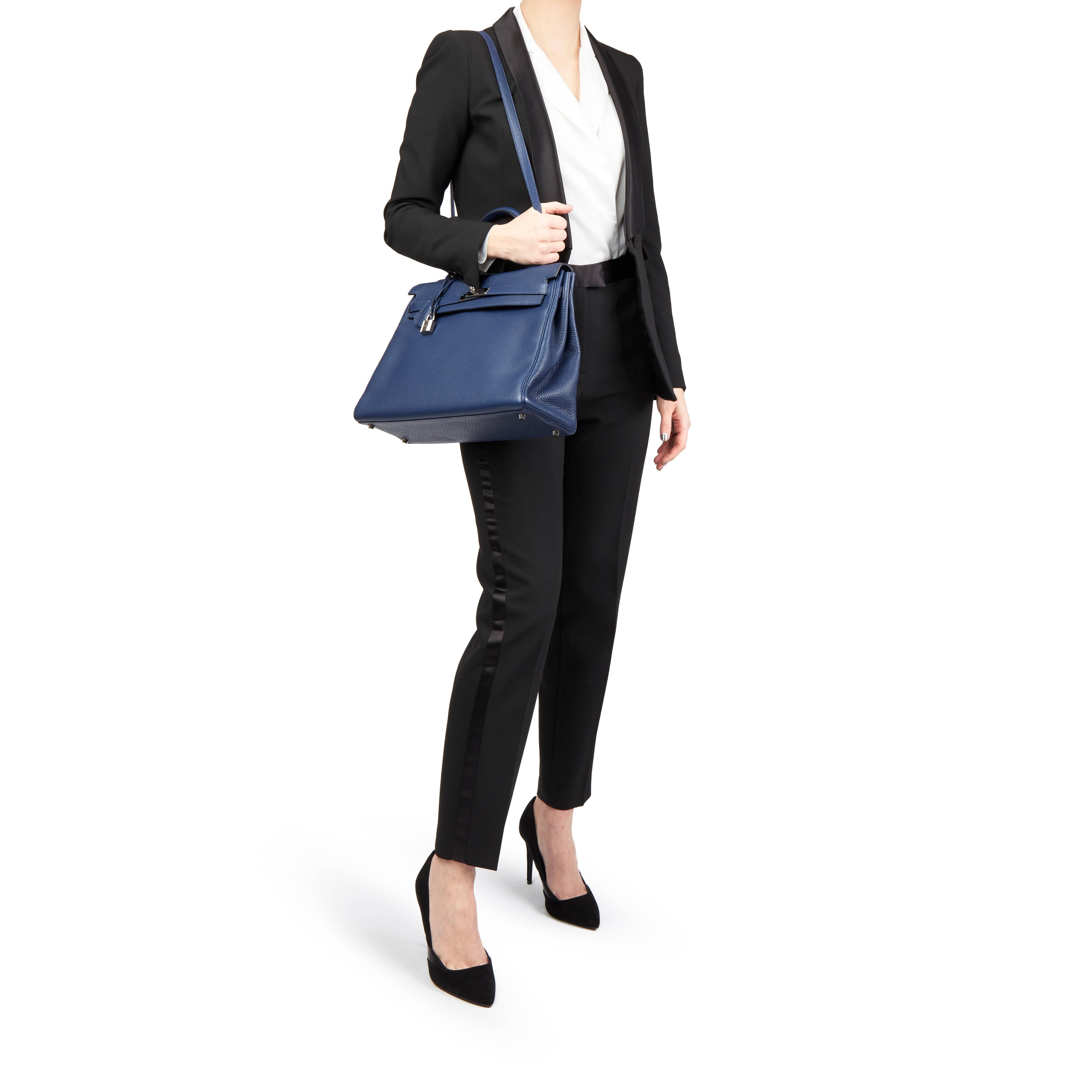 2014 Hermes Bleu Saphir Togo Leather Kelly 35cm Retourne  5