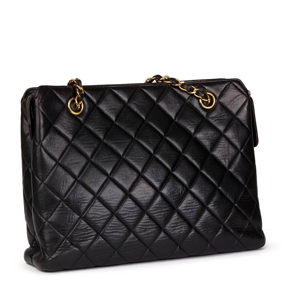 Women's 1997 Chanel Black Quilted Lambskin Vintage Timeless Shoulder Bag 