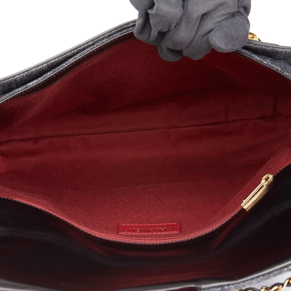 2016 Chanel Indigo Blue Quilted Denim & Black Calfskin Leather Single Flap Bag  4