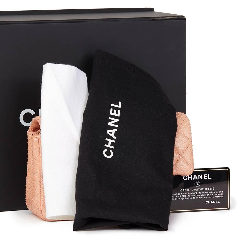 2014 Chanel Peach Python Leather Rectangular Mini Flap Bag  1