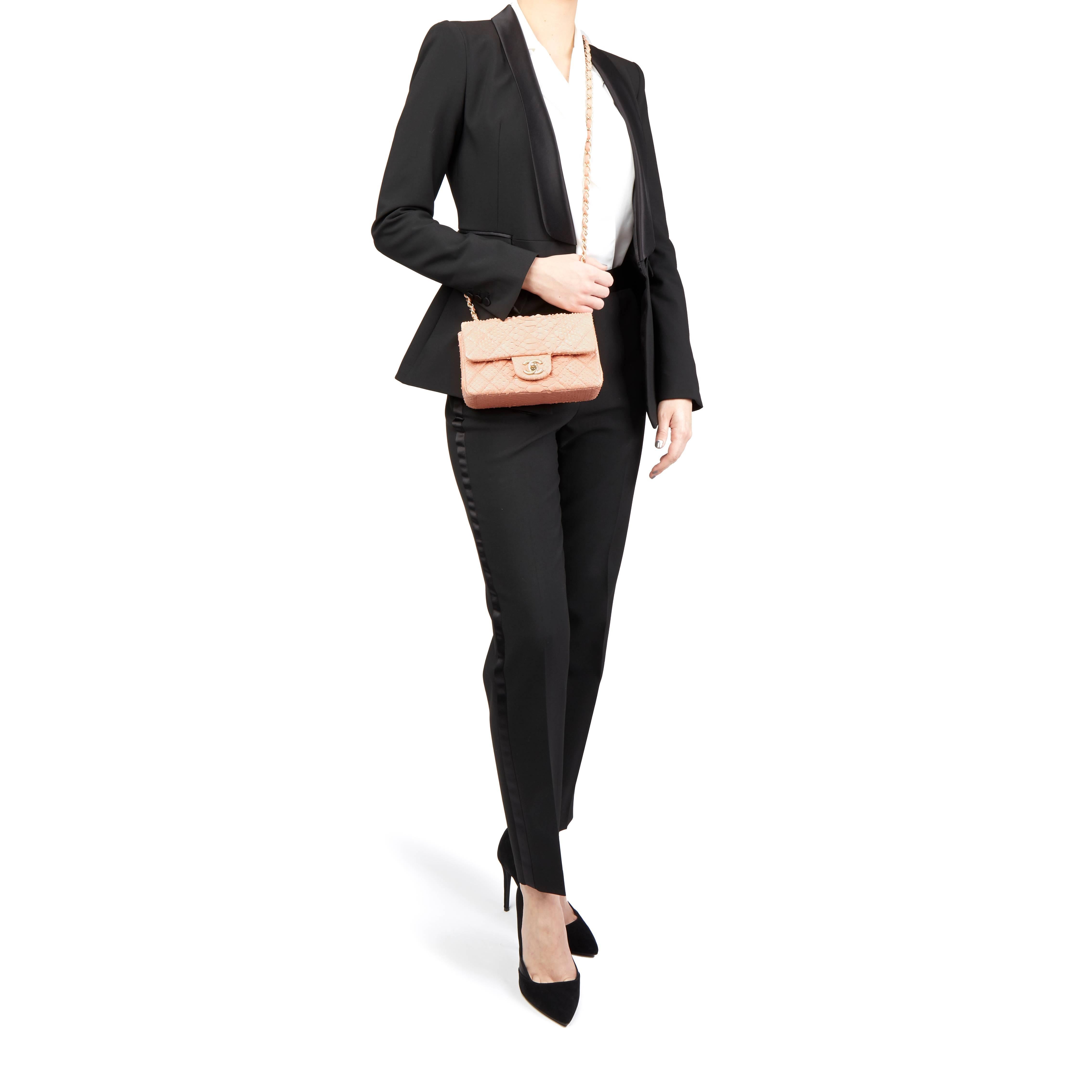 2014 Chanel Peach Python Leather Rectangular Mini Flap Bag  2