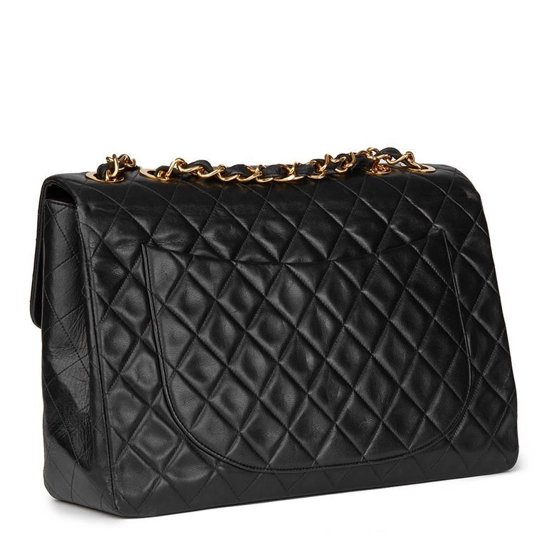 1994 Chanel Black Quilted Lambskin Vintage Maxi Jumbo XL Flap Bag at ...