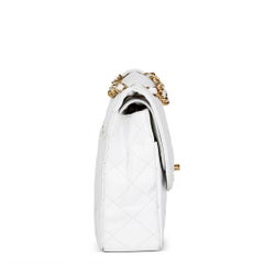 1993 Chanel White Quilted Lambskin Vintage Limited Edition Double Flap Bag