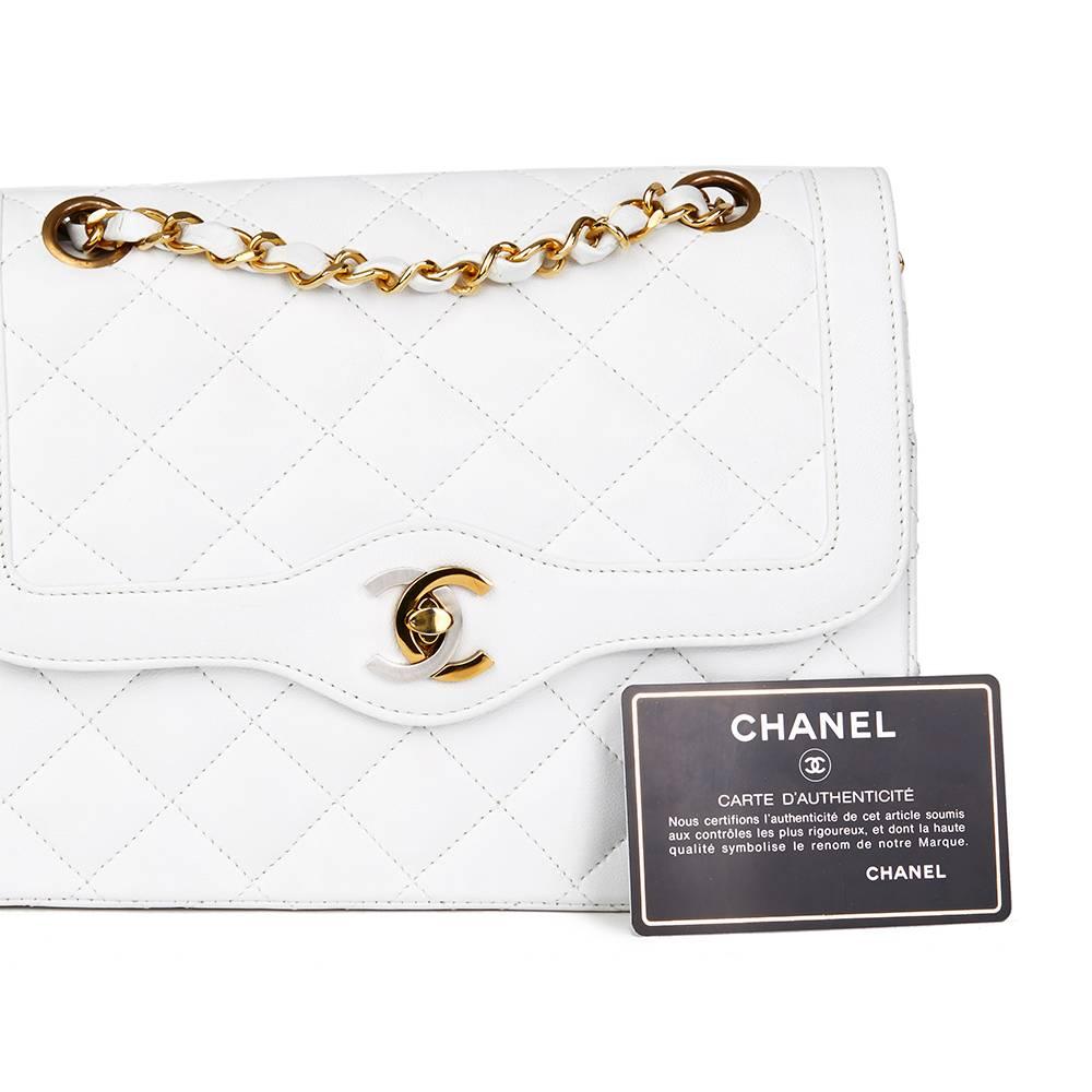 1993 Chanel White Quilted Lambskin Vintage Limited Edition Double Flap Bag  2