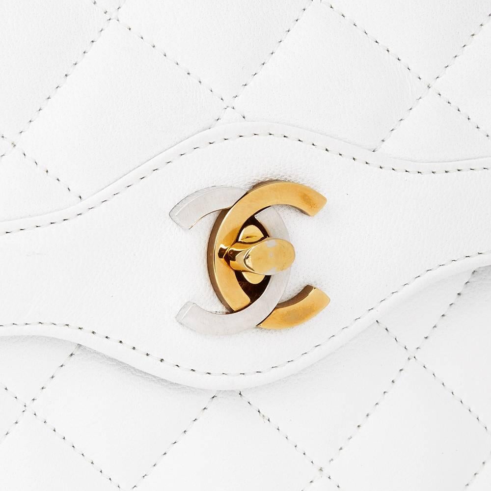 1993 Chanel White Quilted Lambskin Vintage Limited Edition Double Flap Bag  In Good Condition In Bishop's Stortford, Hertfordshire