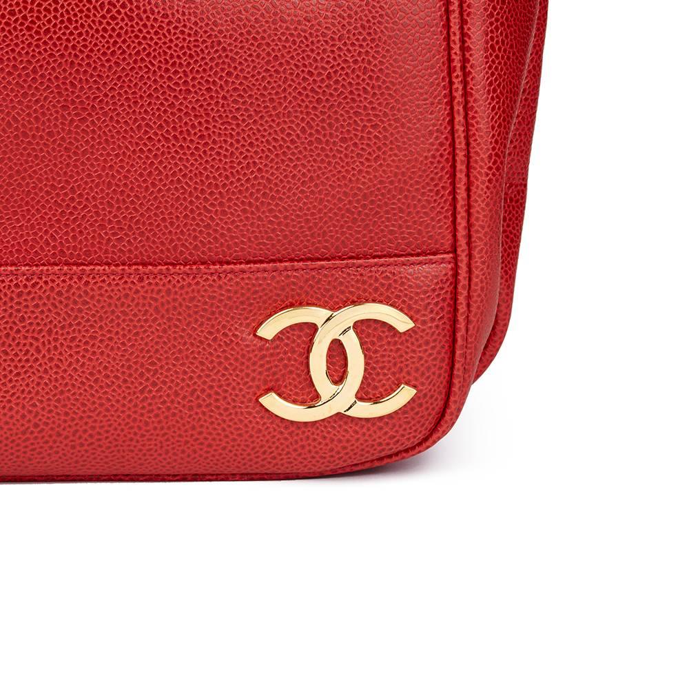 1996 Chanel Red Caviar Leather Vintage Timeless Shoulder Bag  1