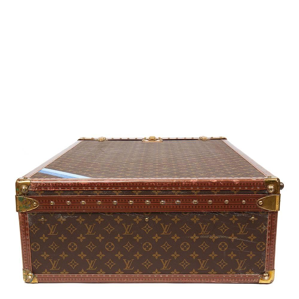 Women's or Men's 1980 Louis Vuitton Brown Monogram Coated Canvas Vintage Wardrobe Trunk