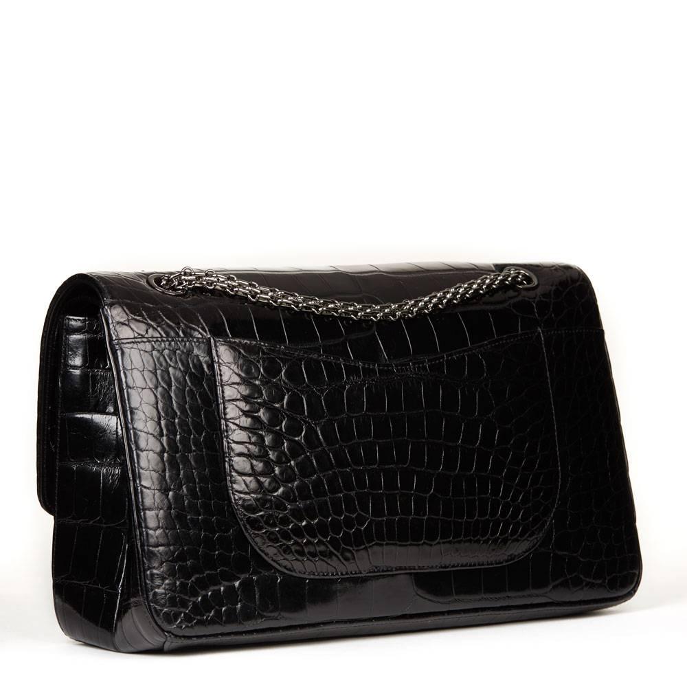 Women's 2011 Chanel Black Alligator Leather 2.55 Reissue 227 Double Flap Bag