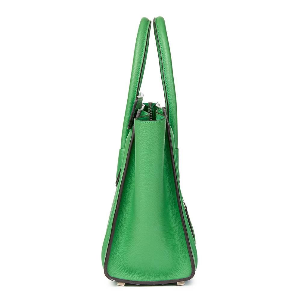Green 2015 Celine Mint Grained Calfskin Leather Micro Luggage Tote 