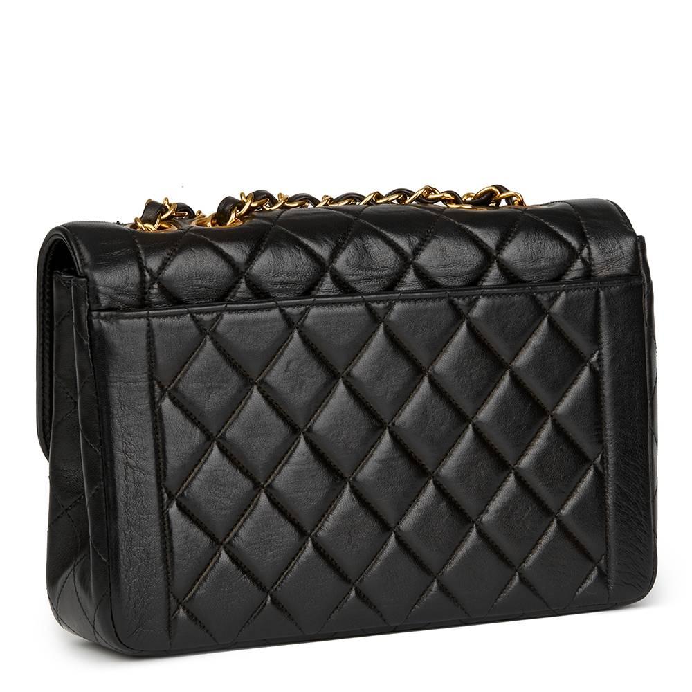 Women's Chanel Black Quilted Lambskin Vintage Classic Single Flap Bag, 1990s 