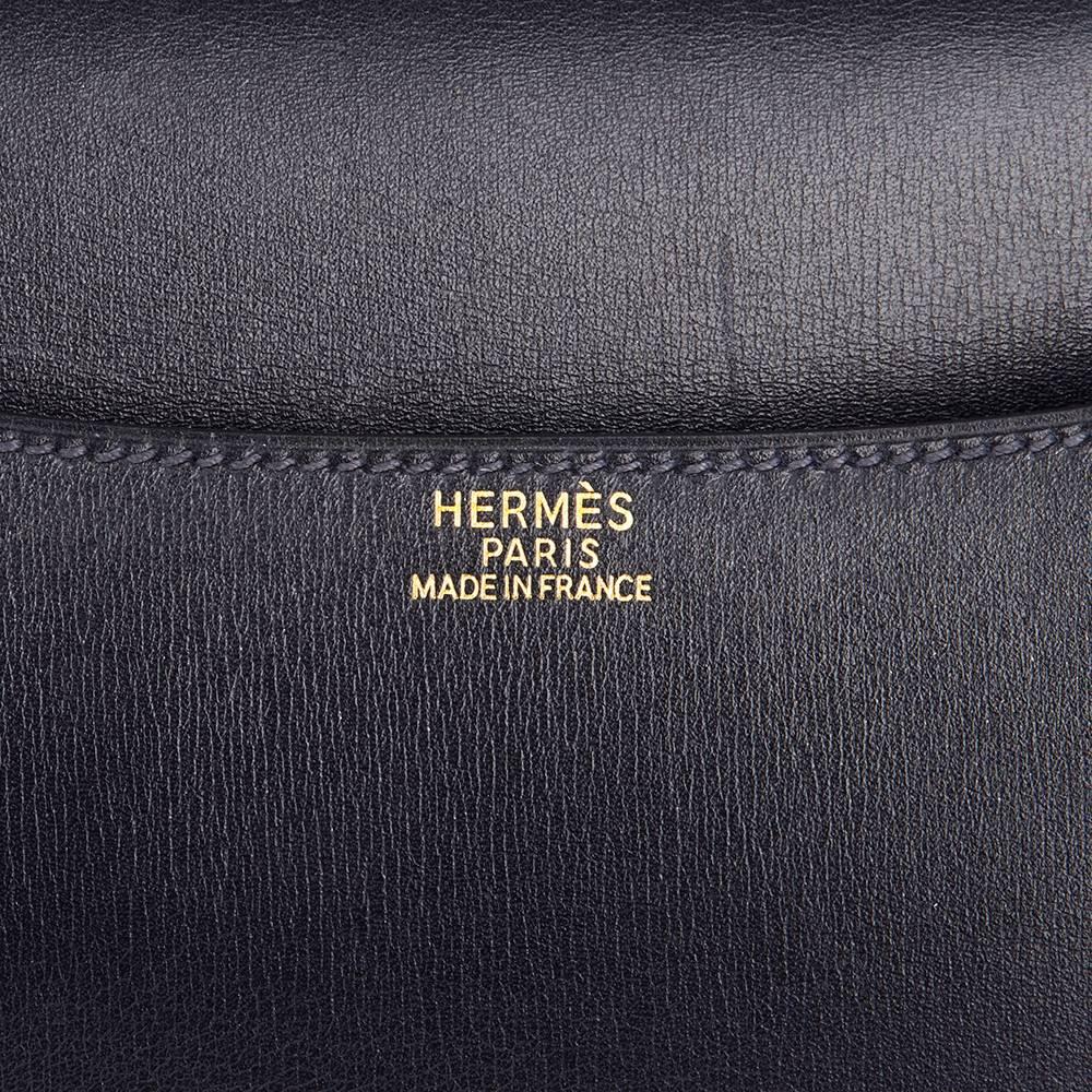 Women's 1998 Hermes Navy Box Calf Leather Vintage Constance 23cm