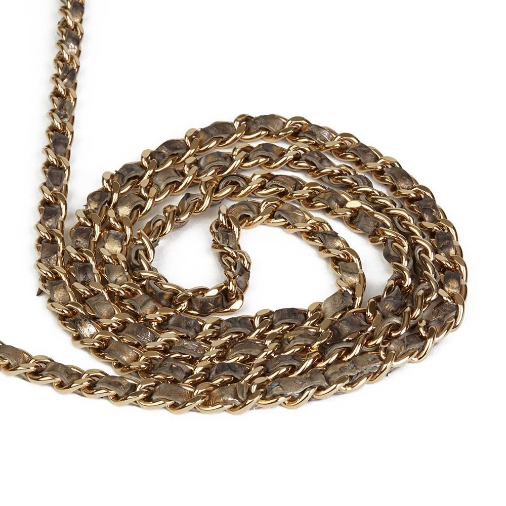 Women's 2013 Chanel Grey & Gold Metallic Python Leather Wallet-On-Chain WOC