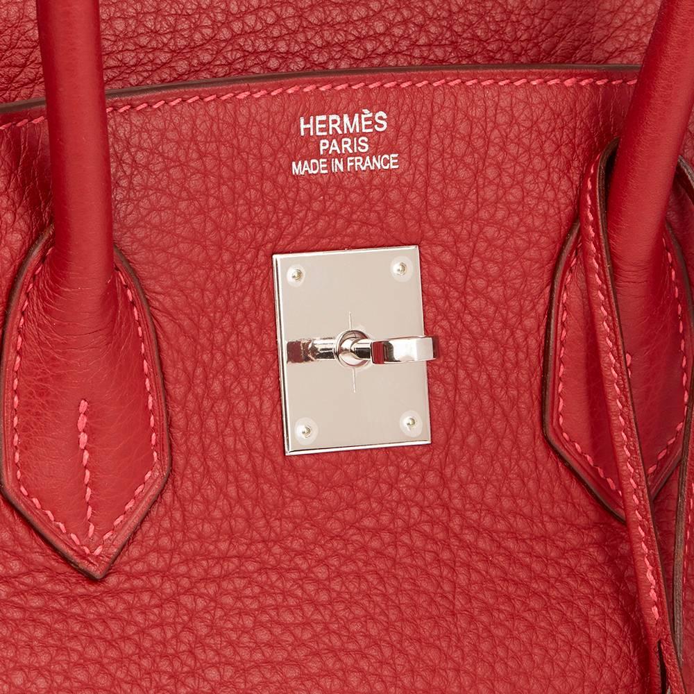 2006 Hermes Rouge Garance Fjord Leather Birkin 35cm 2
