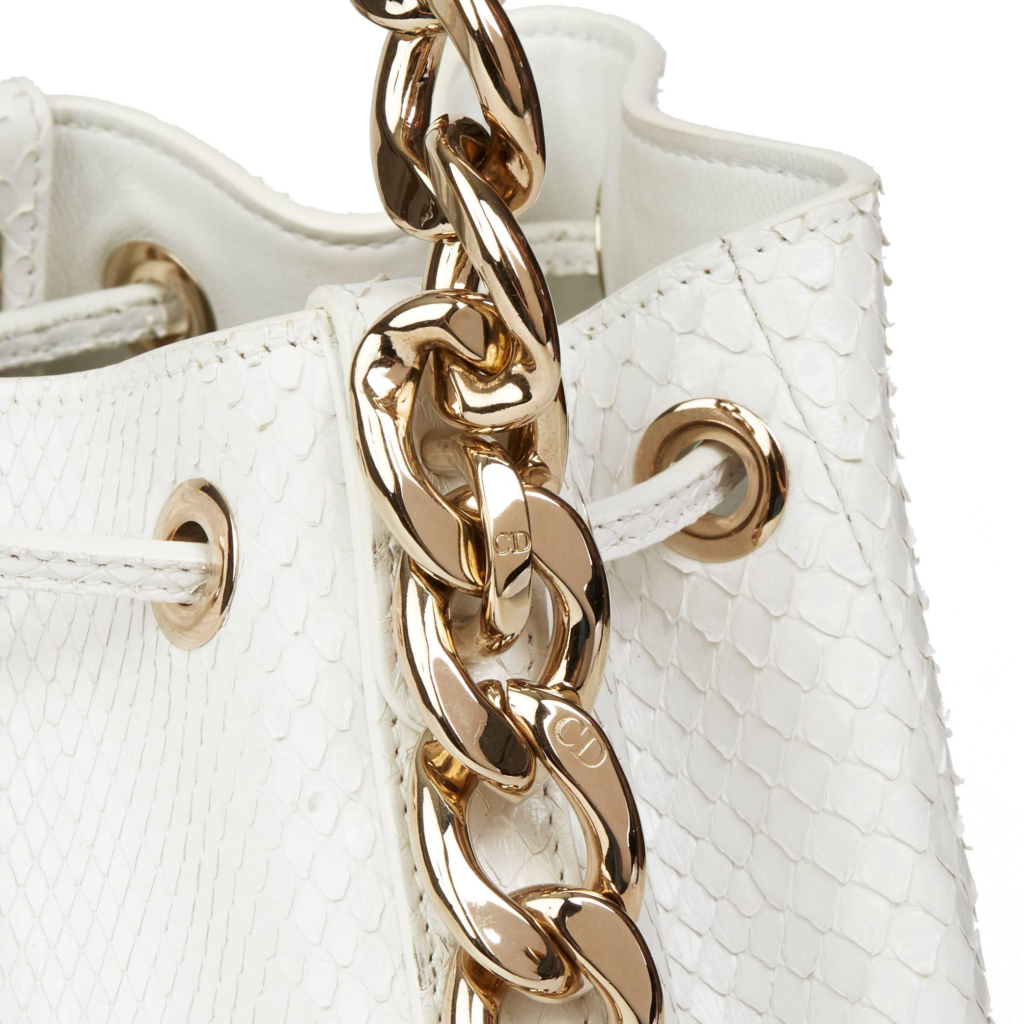 2015 Christian Dior White Python Leather Small Bubble Bucket Bag 1