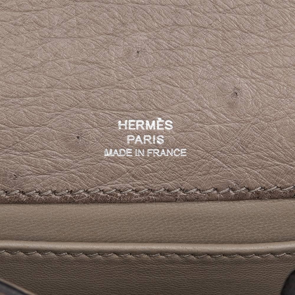 Brown 2012 Hermes Gris Tourterelle Ostrich Leather Kelly Pochette