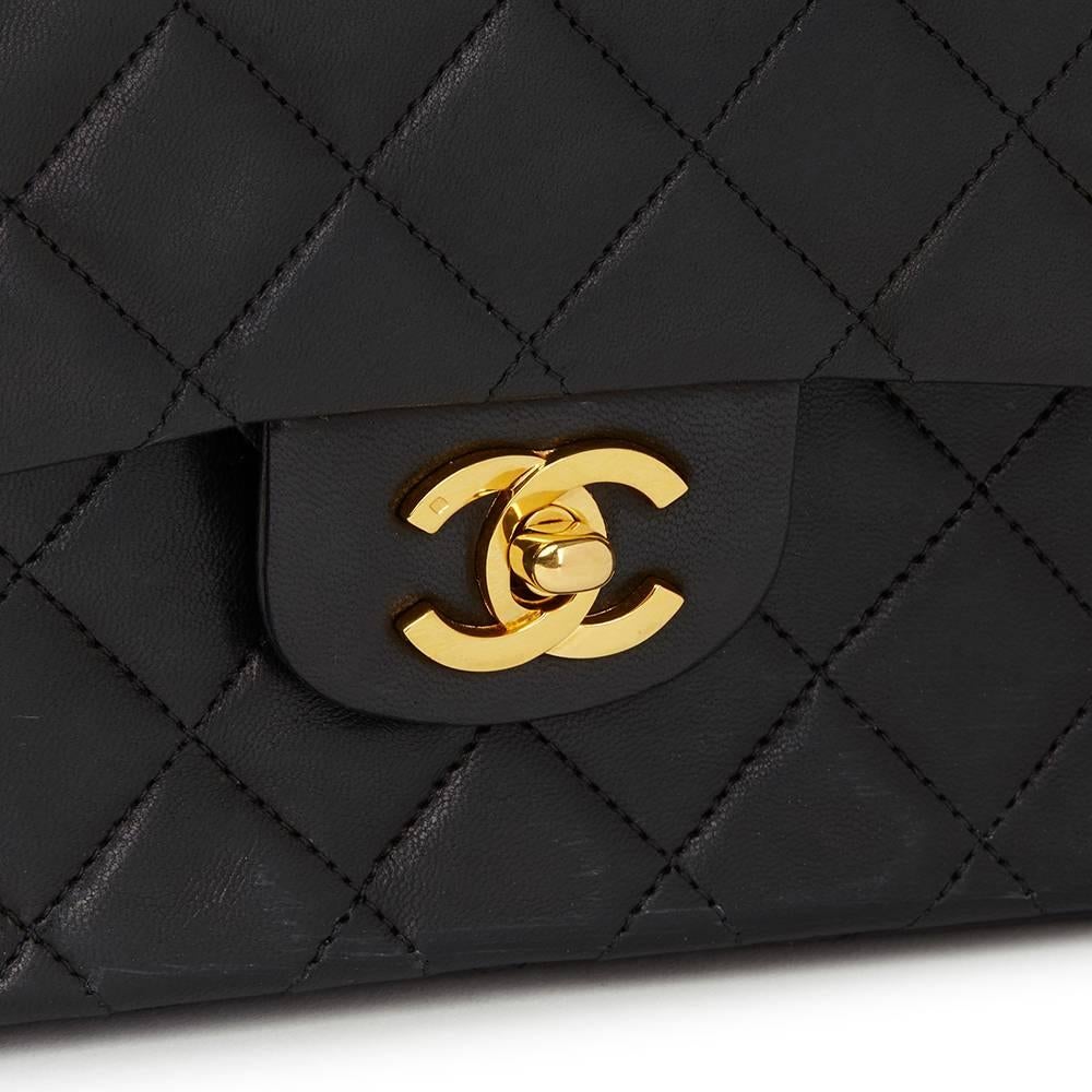 1987 Chanel Black Quilted Lambskin Vintage Medium Classic Double Flap Bag  In Excellent Condition In Bishop's Stortford, Hertfordshire