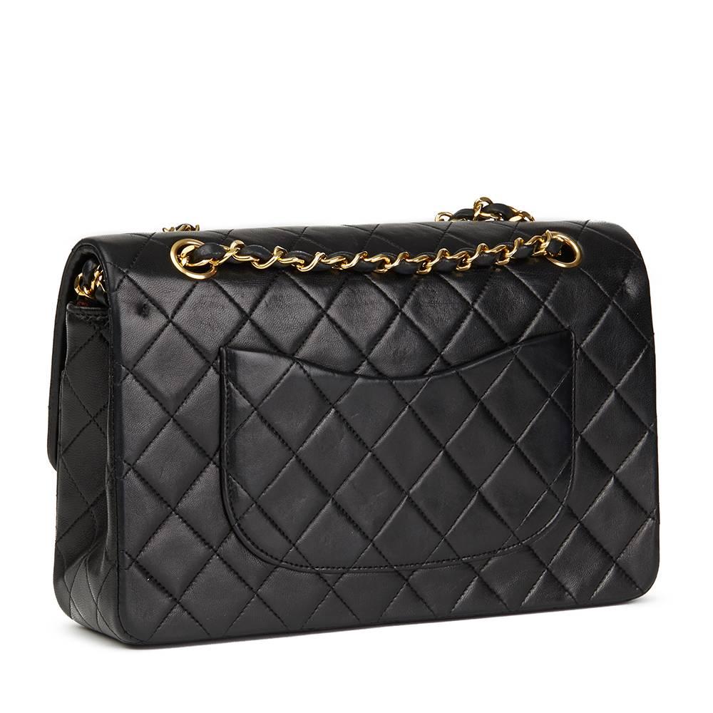 1988 Chanel Black Quilted Lambskin Vintage Medium Classic Double Flap Bag  In Excellent Condition In Bishop's Stortford, Hertfordshire