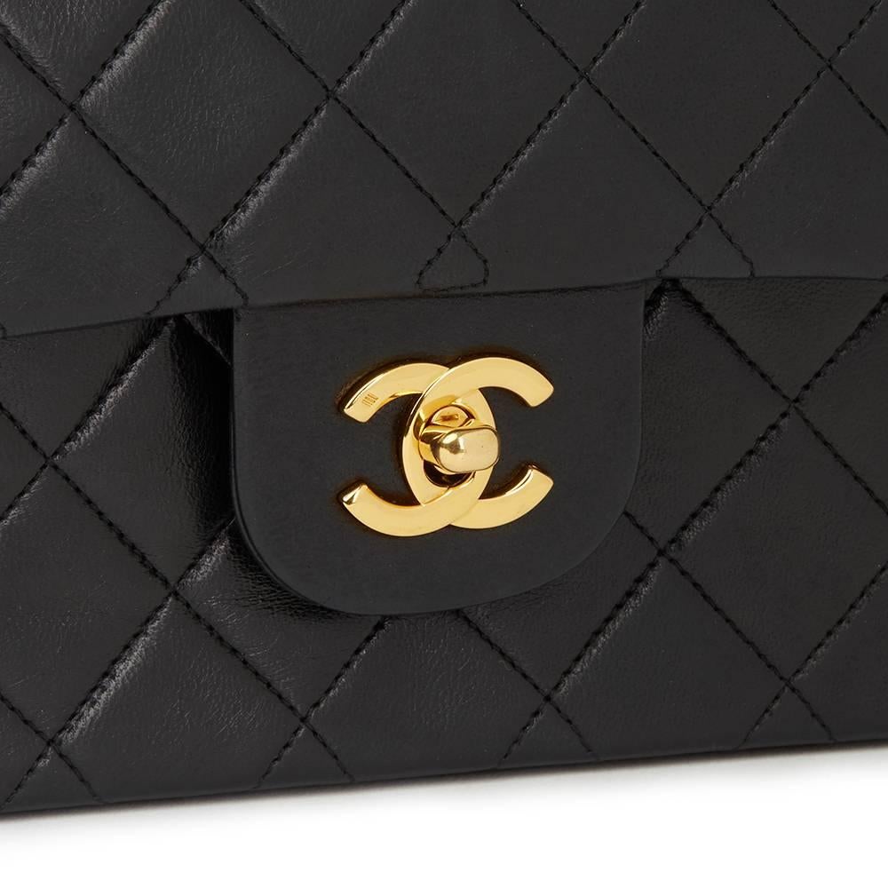 1988 Chanel Black Quilted Lambskin Vintage Medium Classic Double Flap Bag  1