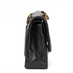 1996 Chanel Black Quilted Lambskin Vintage Medium Classic Double Flap Bag