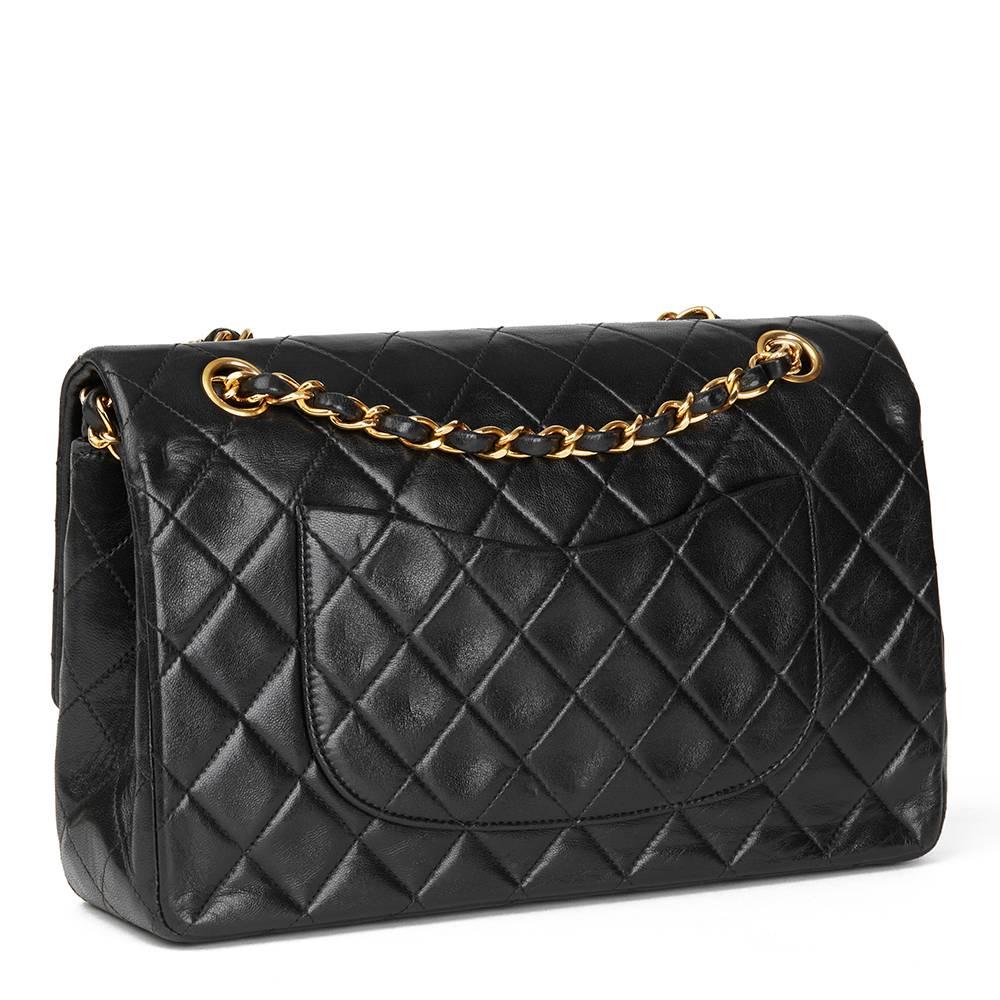 1996 Chanel Black Quilted Lambskin Vintage Medium Classic Double Flap Bag In Excellent Condition In Bishop's Stortford, Hertfordshire