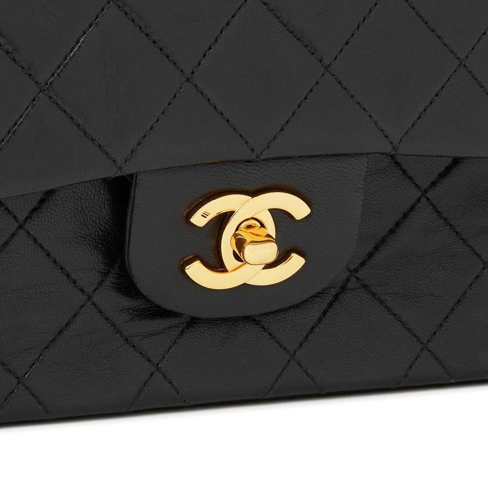 1996 Chanel Black Quilted Lambskin Vintage Medium Classic Double Flap Bag 1