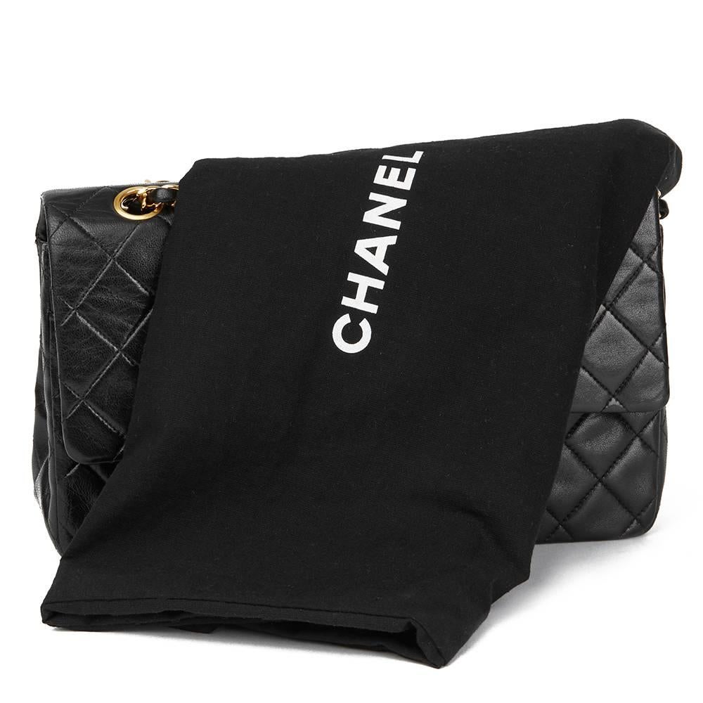 1996 Chanel Black Quilted Lambskin Vintage Medium Classic Double Flap Bag 5