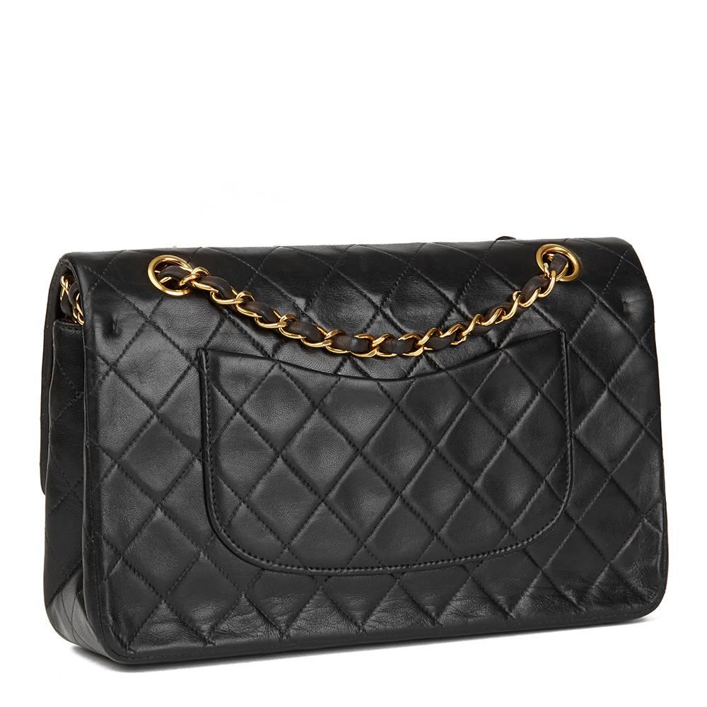 1991 Chanel Black Quilted Lambskin Vintage Medium Classic Double Flap Bag In Good Condition In Bishop's Stortford, Hertfordshire