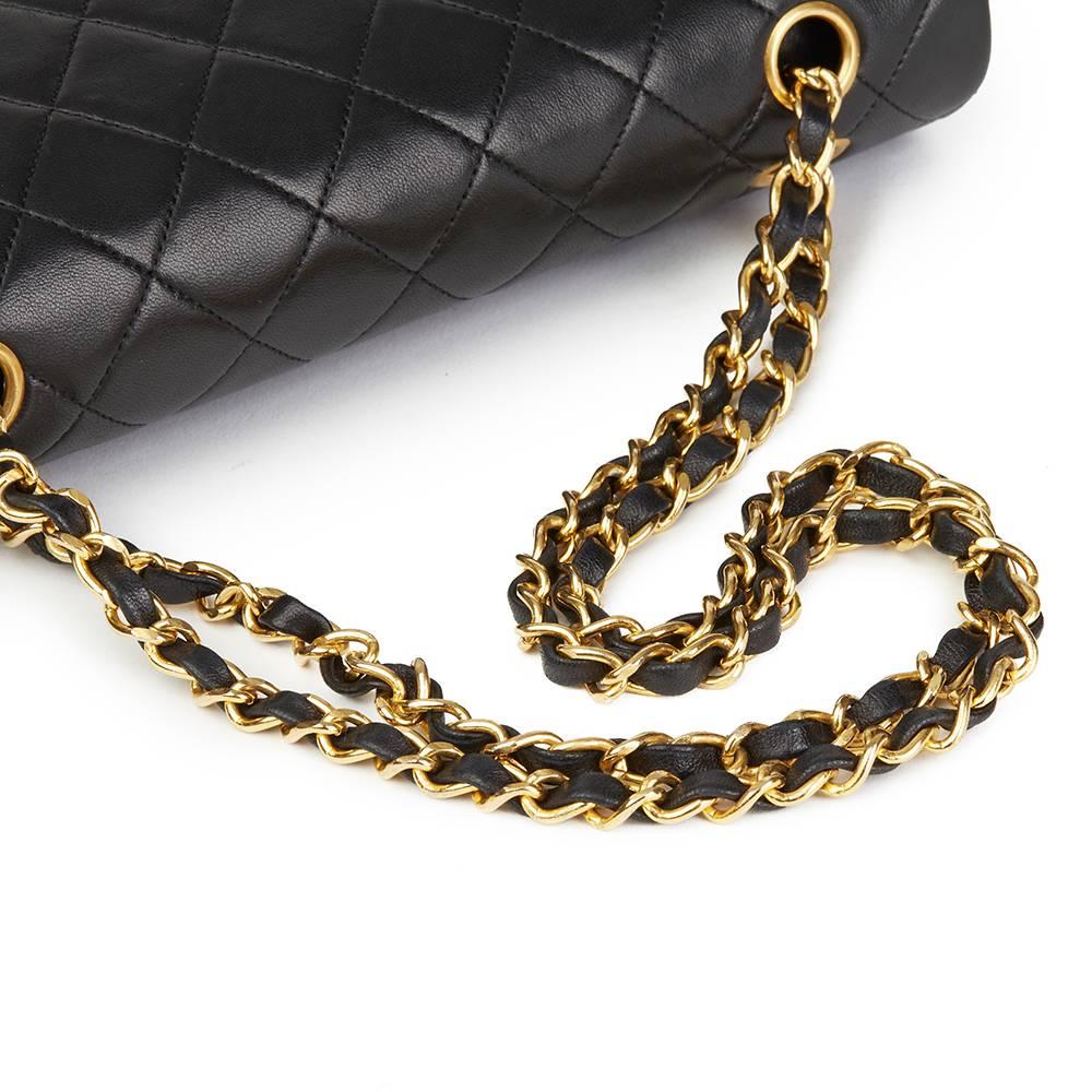 1990 Chanel Black Quilted Lambskin Vintage Medium Classic Double Flap Bag  3