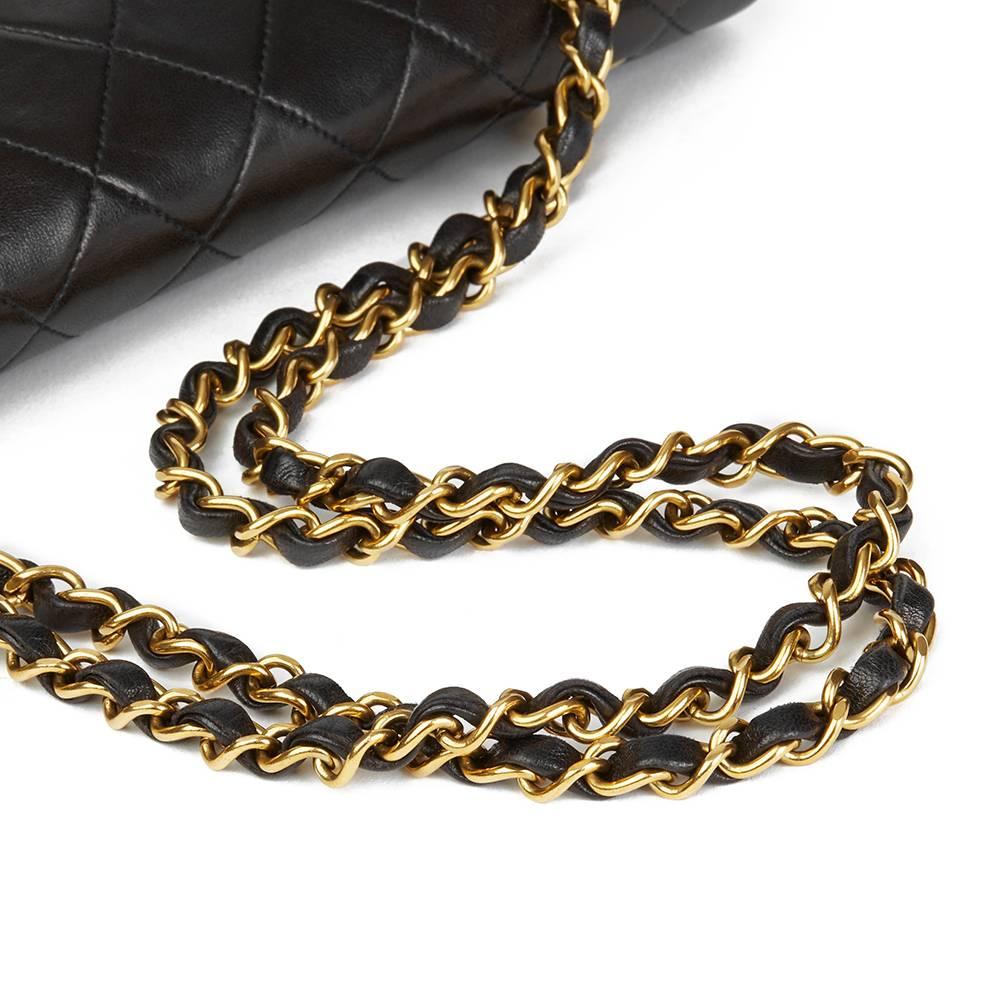 1991 Chanel Black Quilted Lambskin Vintage Medium Classic Double Flap Bag In Excellent Condition In Bishop's Stortford, Hertfordshire