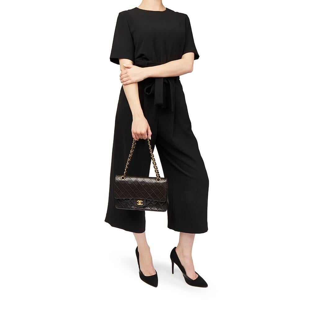1991 Chanel Black Quilted Lambskin Vintage Medium Classic Double Flap Bag 3