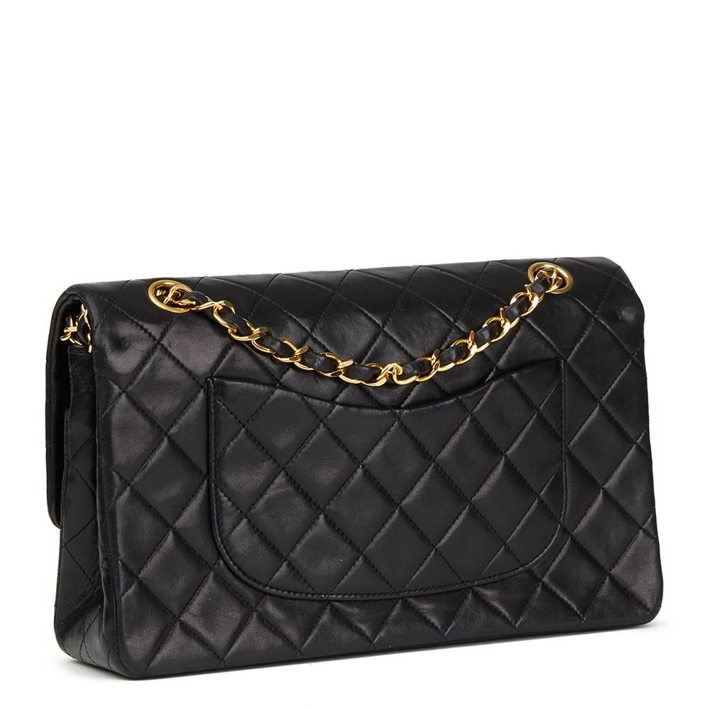 Chanel Black Quilted Lambskin Medium Classic Double Flap Bag, 1991   In Excellent Condition In Bishop's Stortford, Hertfordshire