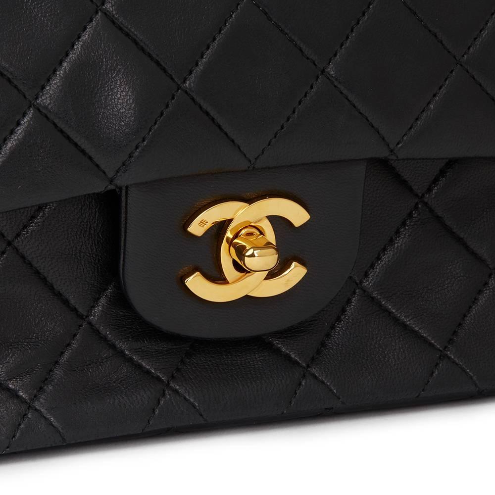 Chanel Black Quilted Lambskin Medium Classic Double Flap Bag, 1991   1