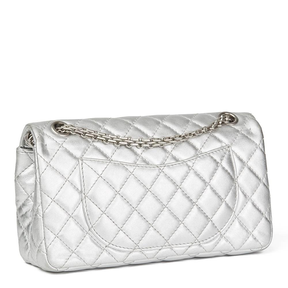 Chanel Silver Quilted Metallic Lambskin 2.55 Reissue 225 Double Flap Bag, 2009   In Excellent Condition In Bishop's Stortford, Hertfordshire