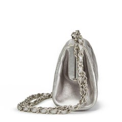 Chanel Silver Quilted Metallic Lambskin Vintage Mini Timeless Frame Bag, 1996