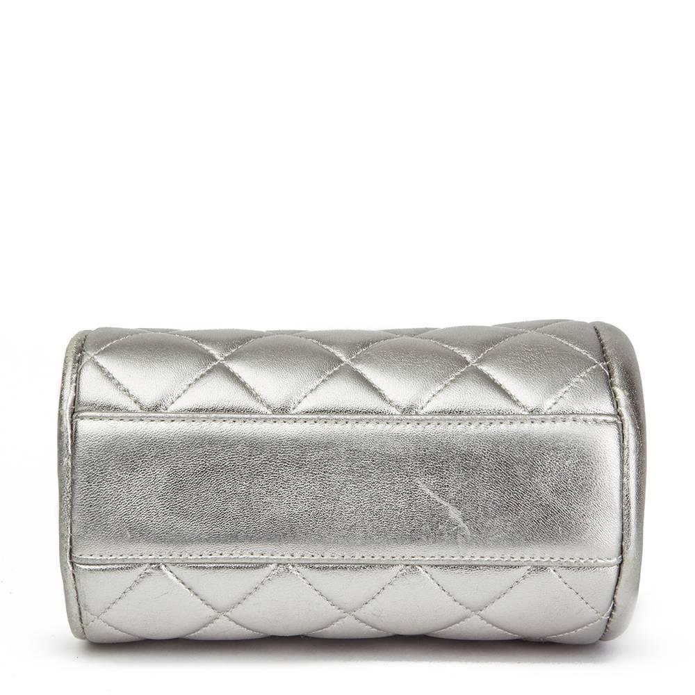 Women's Chanel Silver Quilted Metallic Lambskin Vintage Mini Timeless Frame Bag, 1996 