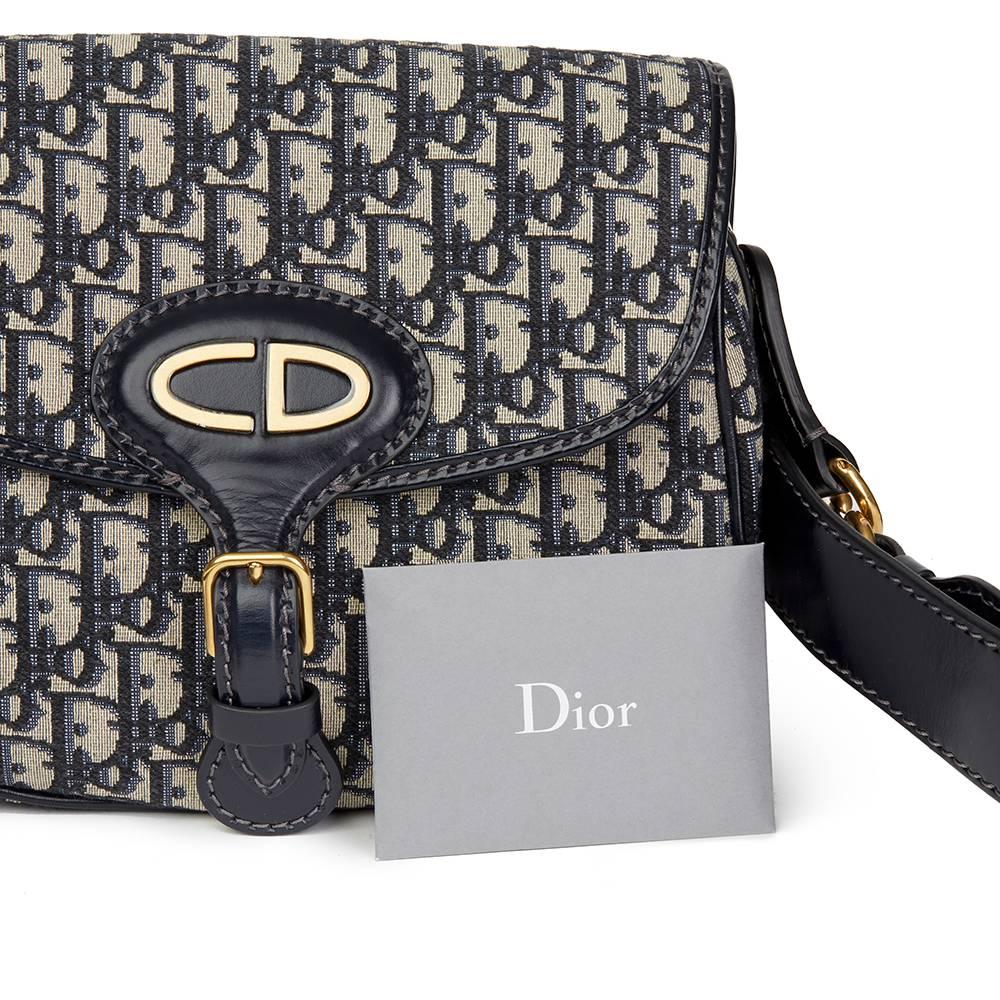2017 Christian Dior Blue Monogram Canvas & Calfskin Leather Oblique Saddle Bag 1